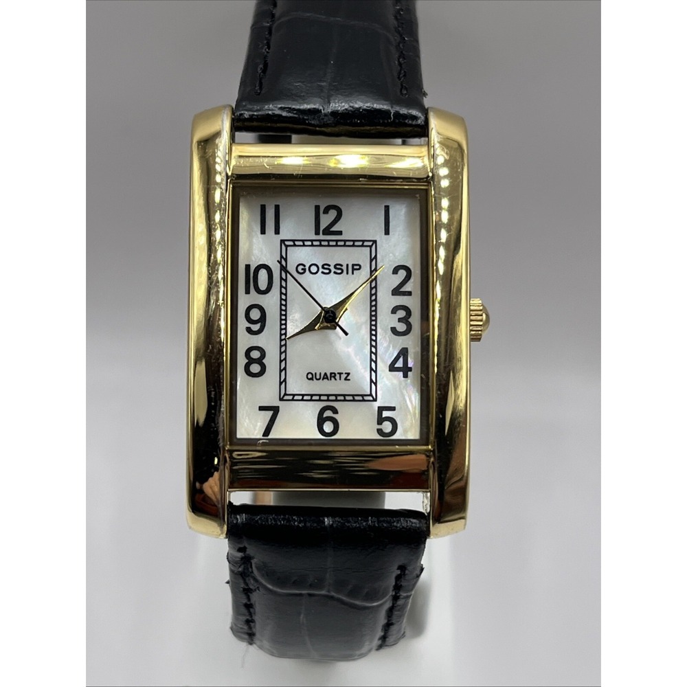 Gossip Women's Watch MOP Dial Black‎ Leather Band GSP173A- New Battery